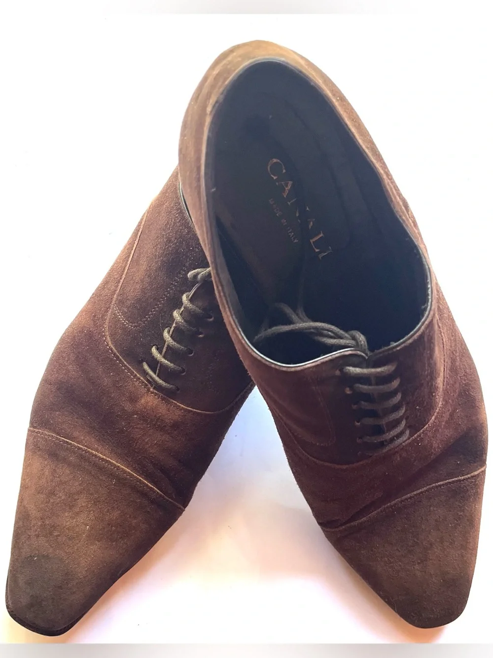 Canali Dark Brown Suede Cap Toe Oxford Dress Shoes